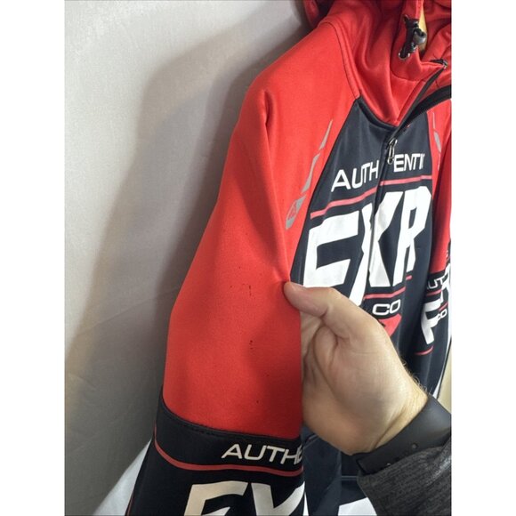 FXR Authentic Ride Co Softshell Hoodie Red Black Men L Jacket - Picture 3 of 7